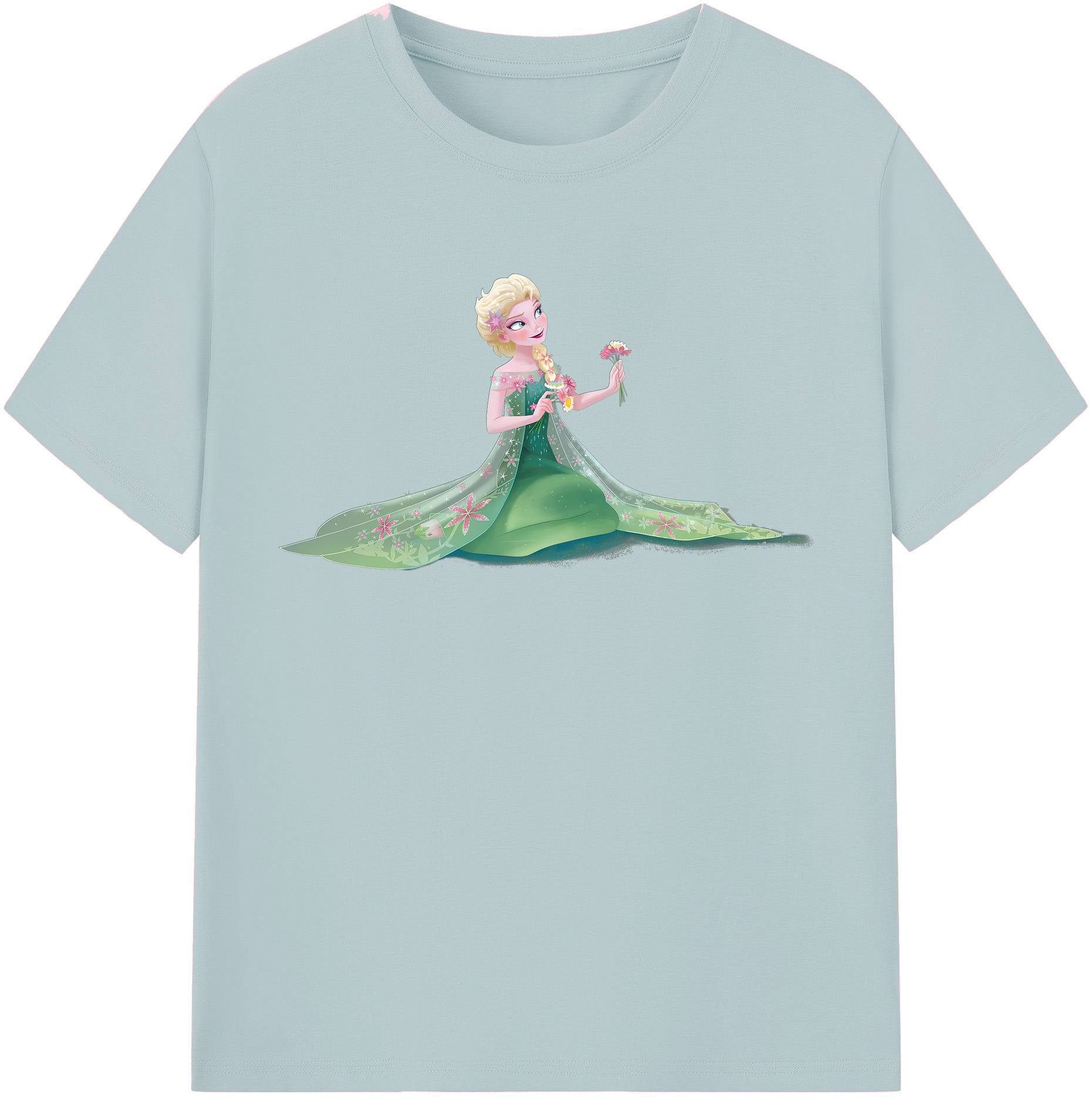 （画像用） アナと雪の女王 アンナ エルサ Frozen Anna Elsa 綿100％半袖Tシャツ（フロントプリント）